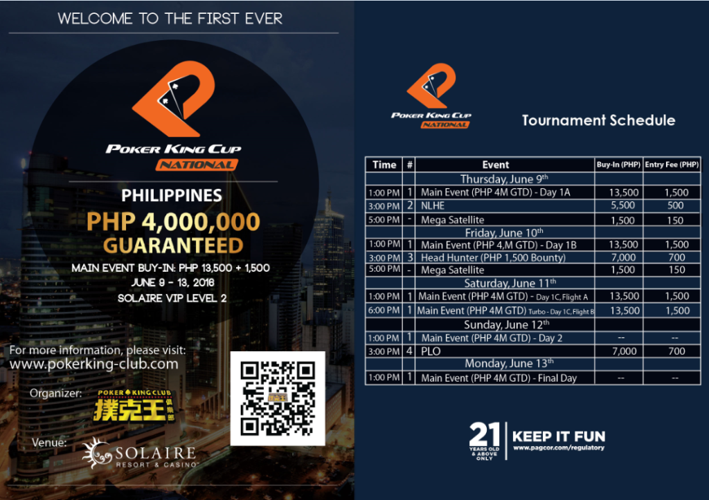 Poker King CUP Schedule