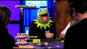 Tony G dressed as Kermit The Frog