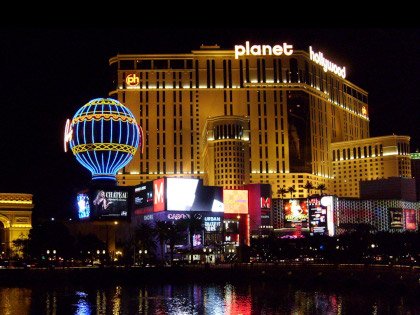 Planet Hollywood Resort & Casino building at night