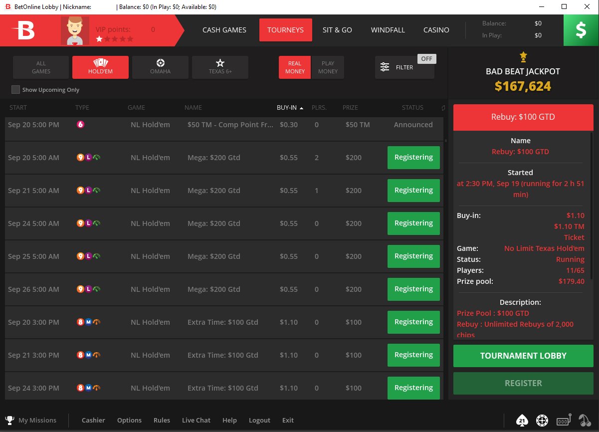 Betonline MTT Lobby