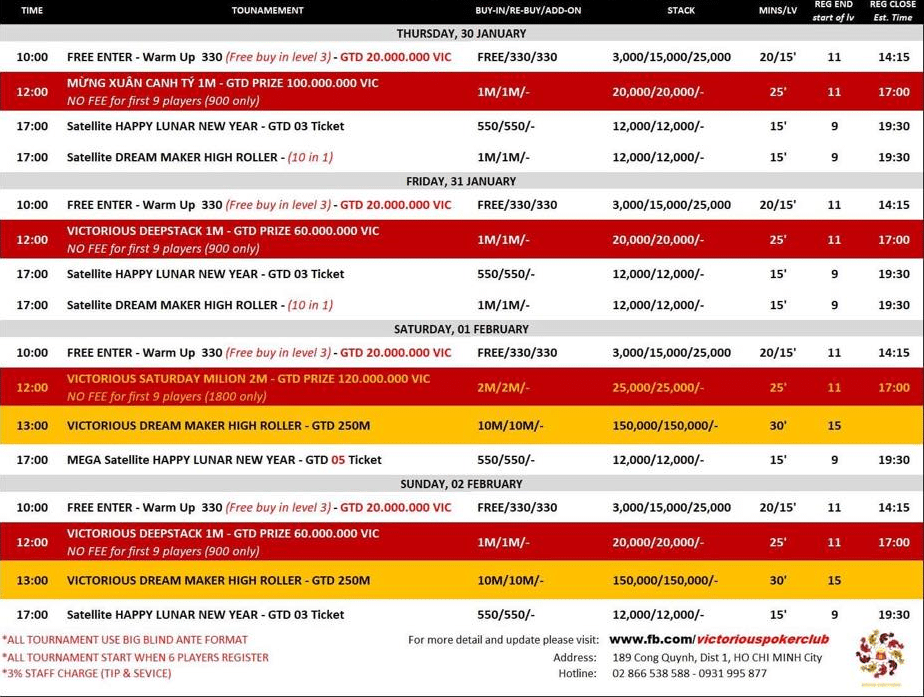 Victorious & Dream Maker High Roller Tour Vietnam Schedule