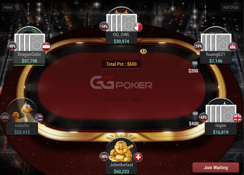 GGPoker table