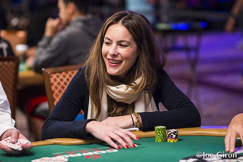 Sasha Barrese playing poker laughing