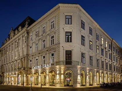 Casino Graz building at night