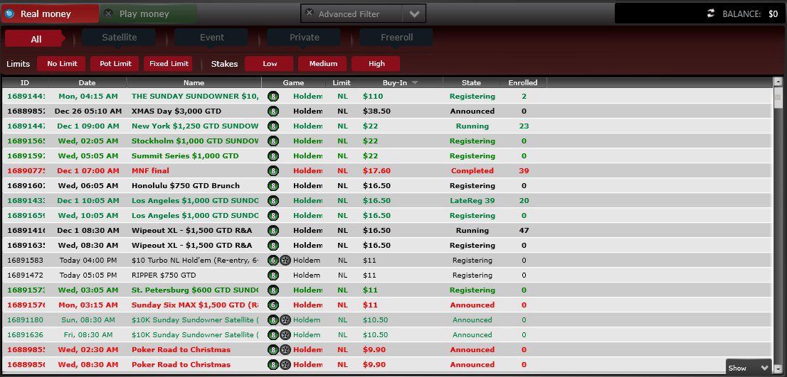 Intertops Cash MTT Lobby