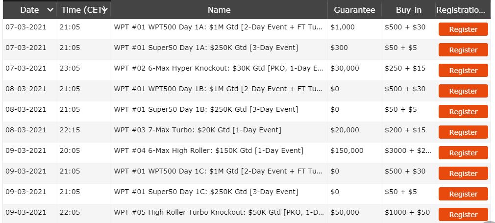 wpt 500 sched 1