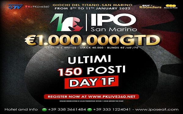 Italian Poker Open San Marino 2022 Schedule