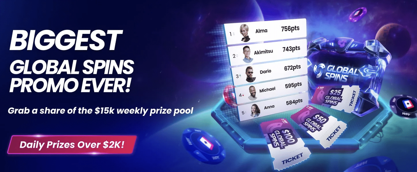 WPT Global Launches Daily Spins Leaderboards With $15,000 in Weekly Prizes
