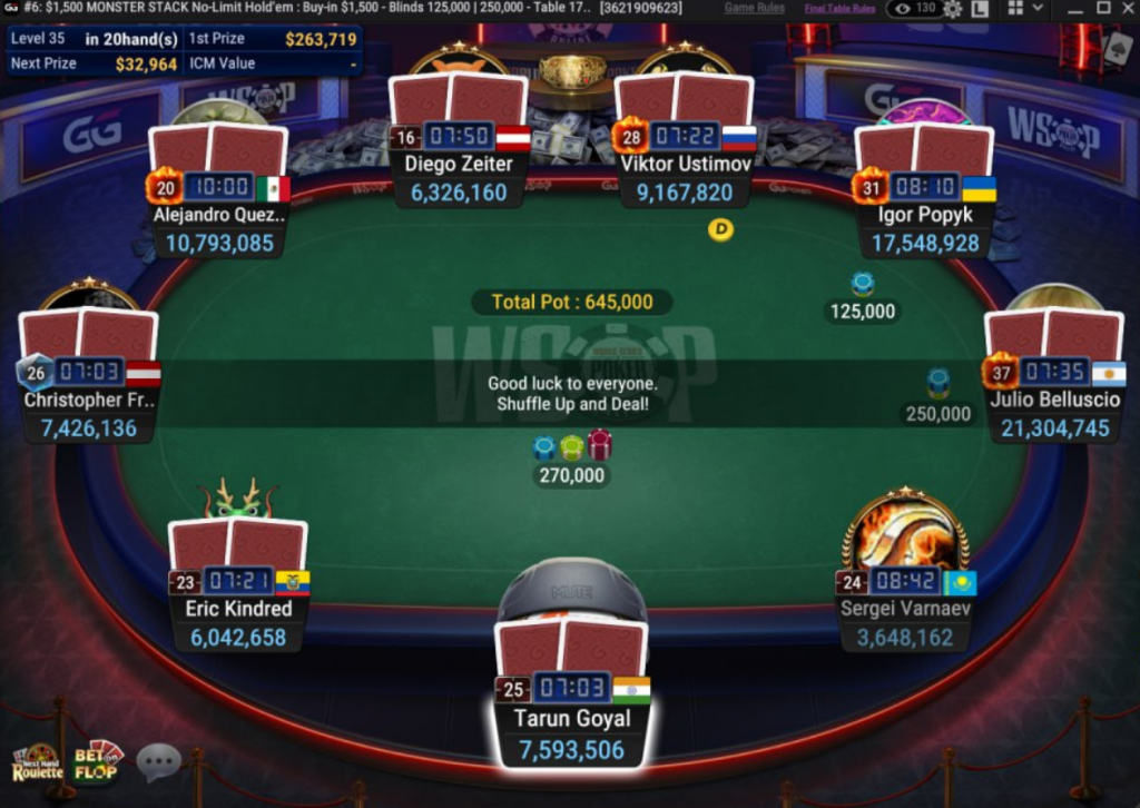 WSOP Online - GGPoker - Final table Monster Stack NLH