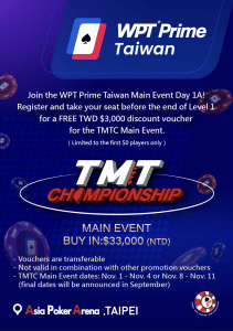 WPT Prime Taiwan 2024 Championship Event underway, US$ 1 Million in prizes at stake